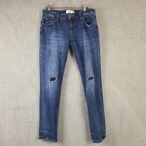 Cabi Slim Boyfriend Blue Knee Patch Distressed Jeans Style 5695 Size 4